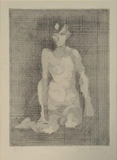 Two piece lot to include Jacques (Gaston Duchamp) Villon (1875-1963), nude tching, 1/50 pencil signed lower right, sight size