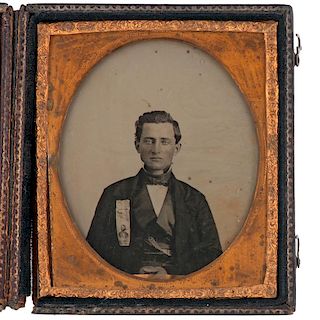 Sixth Plate Ambrotype of a Man Wearing 1856 Fremont & Dayton Campaign Ribbon