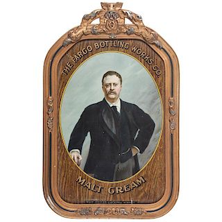 Theodore Roosevelt, The Fargo Bottling Works Co. Malt Cream Tin Sign