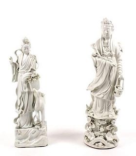 2 Blanc De Chine Sculptures of Chinese Immortals