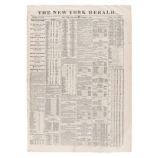 New York Herald, November 1864, Announcing Re-Election of Lincoln as President