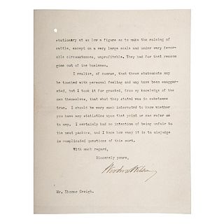 Woodrow Wilson TLS as President of Princeton, Regarding Controversy Surrounding Meat Packing