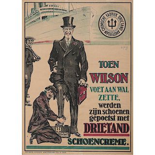 Rare Dutch Woodrow Wilson 1919 League of Nations Advertising Poster