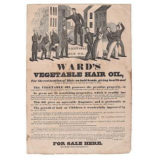 Ward's Vegetable Hair Oil, Large Illustrated Broadside, 1832
