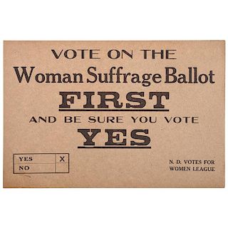 Woman Suffrage Ballot, North Dakota, Small Broadside, Plus