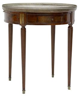 FRENCH LOUIS XVI STYLE MARBLE-TOP BOUILLOTTE SIDE TABLE