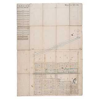 Chicago Surveyor Emil Rudolph, Hand-Colored Map of Brighton Park Area, Incl. Illinois-Michigan Canal