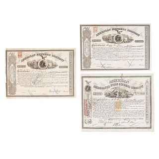 Three Stock Certificates for American Express Company Signed by Wells and/or Fargo