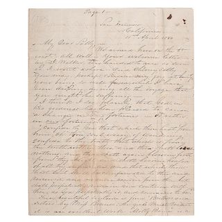 California Gold Miner, Lengthy Letter Written from San Francisco, 1850