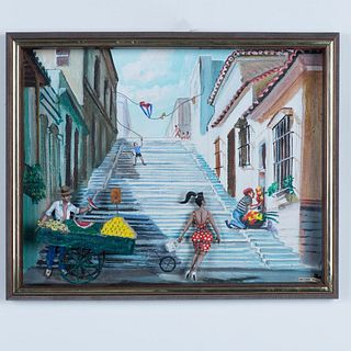 Haydee Scull (1931-2007) 3D Cuban Folk Art Oil Painting