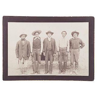 Boudoir Card Photograph of Condemned Apache Murderers at San Carlos, Indian Territory, Including Nah-deiz-az, Murderer of US