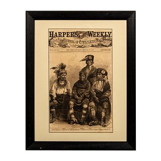 Original 1866 Harper's Weekly Cover, Indian Delegation