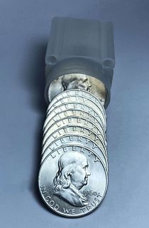 BU Roll (20-coins) 1960-D Franklin Silver Half Dollar 