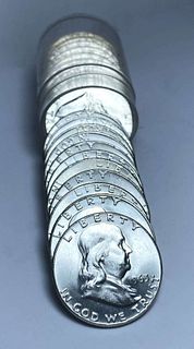 BU Roll (20-coins) 1963 Franklin Silver Half Dollar 
