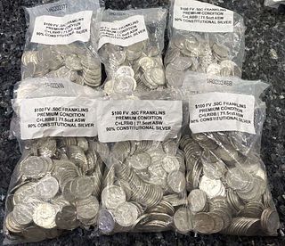 Better Condition Franklin 50c 90% Silver $100 Face (200-coins)