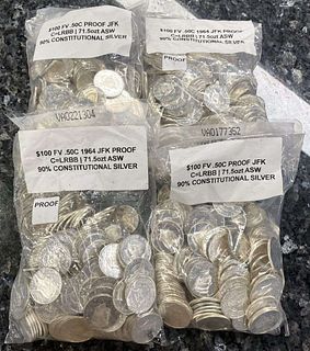 Bag Of Proof 90% Silver 1964 JFK Half Dollars $100 Face