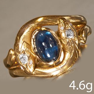 SAPPHIRE AND DIAMOND DOUBLE SNAKE RING