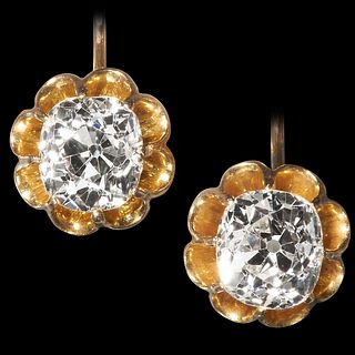 PAIR OF ANTIQUE OLD CUT DIAMOND SOLITAIRE EARRINGS