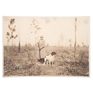 Annie Oakley and her Dog Dave, Photograph Taken During a Shooting Excursion, Inscribed by Frank Butler