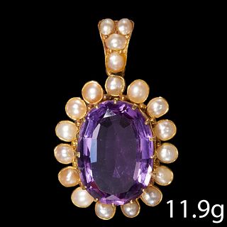ANTIQUE AMETHYST AND PEARL PENDANT