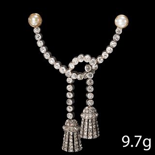 BELLE EPOQUE DIAMOND AND PEARL BROOCH