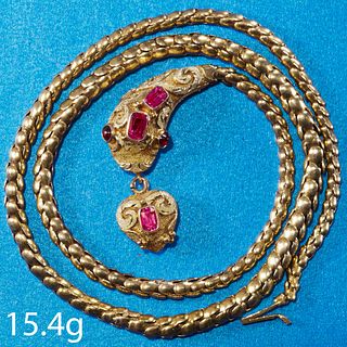 ANTIQUE VICTORIAN RUBY SNAKE NECKLACE