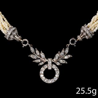 BELLE EPOQUE NATURAL PEARL AND DIAMOND NECKLACE