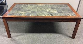 Midcentury Danish Rosewood and Stone Coffee Table
