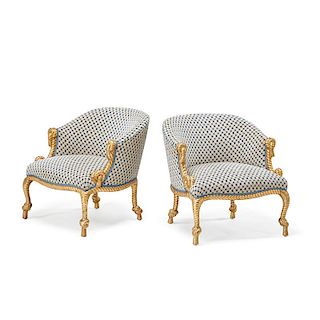 PAIR OF UPHOLSTERED ARMCHAIRS