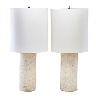 PAIR OF FOSSILIZED CORAL TABLE LAMPS