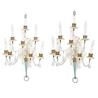 PAIR OF TOMMI PARZINGER STYLE WALL SCONCES
