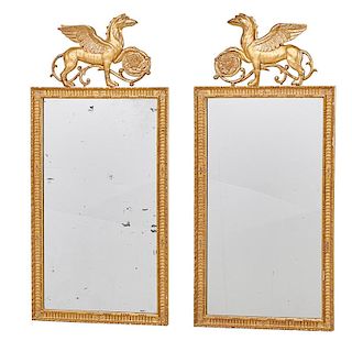 PAIR OF NEOCLASSICAL STYLE GILTWOOD MIRRORS