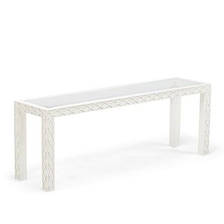 GLASS TOP PARSONS CONSOLE TABLE