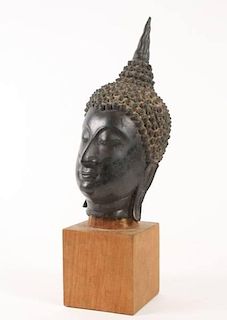 Bronze Sukhothai Style Buddha Sculptural Head