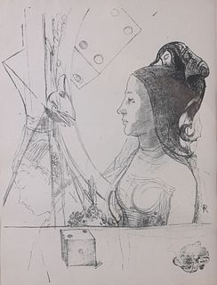 Odilon Redon Woman with Bonnet Lithograph
