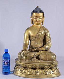 Seated Gilt Bronze Buddha Shakyamuni Figure