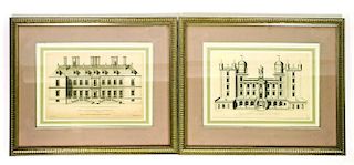 Pair of C. Campbell Architectural Prints, 19th C.