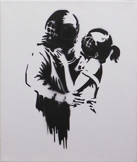 British Street Art: Tank, Embracing Couple