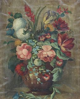 ITALIAN SCHOOL OIL ON CANVAS PAINTING, STILL LIFE WITH FLOWERS