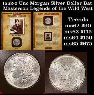 1888-o Unc Morgan Silver Dollar Bat Masterson Legends of the Wild West Morgan Dollar 1