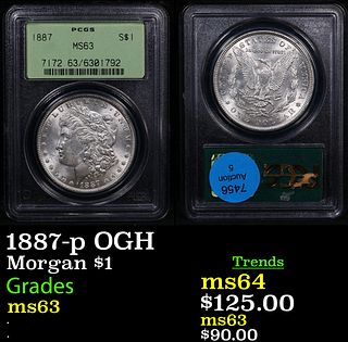 PCGS 1887-p Morgan Dollar OGH 1 Graded ms63 By PCGS