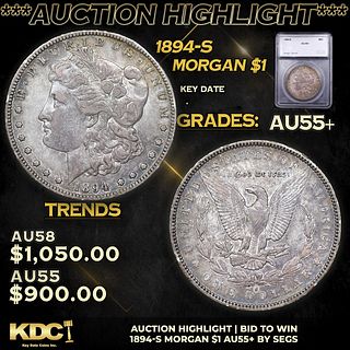 ***Auction Highlight*** 1894-s Morgan Dollar $1 Graded au55+ By SEGS (fc)