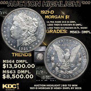 ***Auction Highlight*** 1921-d Morgan Dollar 1 Graded ms63+ DMPL BY SEGS (fc)