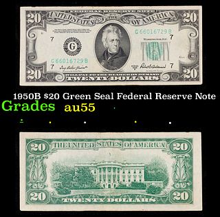 1950B $20 Green Seal Federal Reserve Note Grades Choice AU