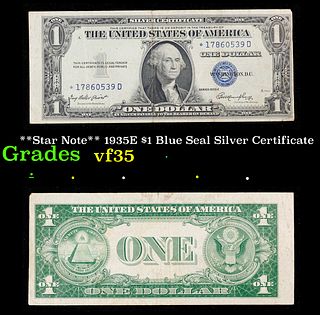 **Star Note** 1935E $1 Blue Seal Silver Certificate Grades vf++