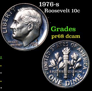 Proof 1976-s Roosevelt Dime 10c Grades GEM++ Proof Deep Cameo