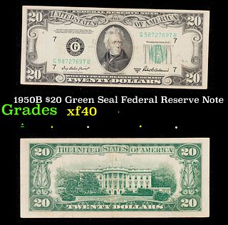 1950B $20 Green Seal Federal Reserve Note Grades xf
