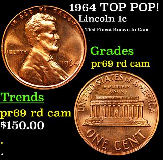 Proof 1964 Lincoln Cent TOP POP! 1c Graded pr69 rd cam BY SEGS