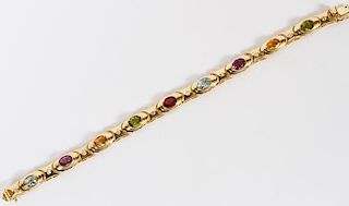 10CT GEMSTONE AND 14KT YELLOW GOLD BRACELET