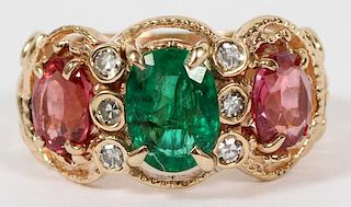 GEMSTONE AND 14KT YELLOW GOLD RING